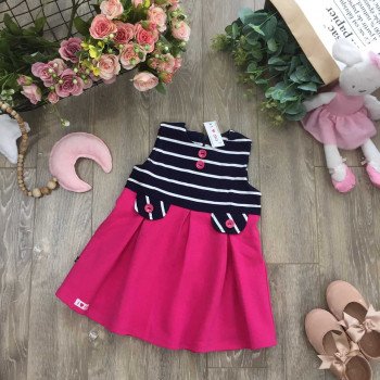 váy A pha kẻ hồng-V8665